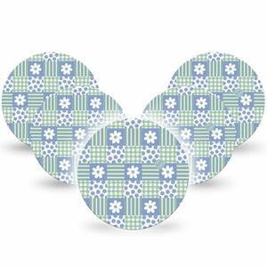 ExpressionMed Patchwork Flowers Dexcom G7 and Dexcom Stelo Glucose Biosensor System OverPatch, 5-Pack Floral plaid Patch for Continuous Glucose Monitor