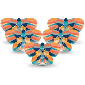 ExpressionMed Geometric Butterfly Freestyle Libre 3 and Libre 3 Plus Butterfly Shape Tape 5-Pack Tape and 5-Pack Sticker Geometric Inspired Butterfly Shape, Overlay Patch CGM Design