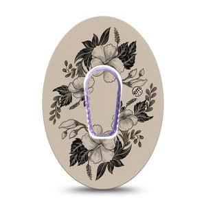 ExpressionMed Low Tide Dexcom G6, Single Tape and Single Sticker Subtle floral design Sensor Cover for Continuous Glucose Monitor