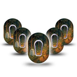 ExpressionMed Woodland Ghost Dexcom G6 Mini, 5-Pack Tape and 5-Pack Sticker spooky forest design Waterproof Sensor Cover for Continuous Glucose Monitor