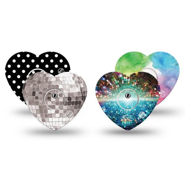 ExpressionMed Disco Pop Freestyle Libre 3 and Libre 3 Plus Heart, tape and sticker  bold graphic pattern Patch for CGM