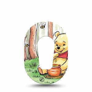 ExpressionMed Winnie the Pooh Dexcom G6 Mini Tape Single Pooh Bear Eating Honey Adhesive Tape CGM Design