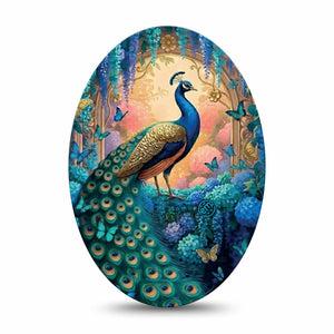 ExpressionMed Majestic Peacock Medtronic Guardian Enlite Universal Oval, Single Tape peacock feather pattern Vinyl Decoration for CGM
