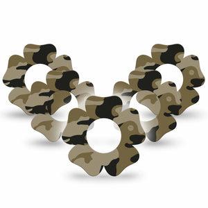ExpressionMed Camo Freestyle Libre 2 and Libre 2 Plus Flower Shape Tape, Abbott Lingo, 5-Pack Tape Tactical Gray Plaster CGM Design