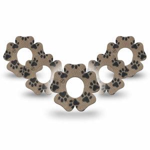 ExpressionMed Fuzzy Pawprints Dexcom G7 and Dexcom Stelo Glucose Biosensor System Flower, 5-Pack Textile inspired  Vinyl Graphics for Continuous Glucose Monitor