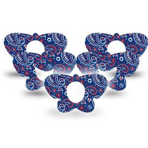 ExpressionMed Independence Paisley Dexcom G7 Butterfly Shape Tape, Dexcom Stelo Glucose Biosensor System,  5-Pack Tape Cool Paisley Print, Adhesive Tape CGM Design
