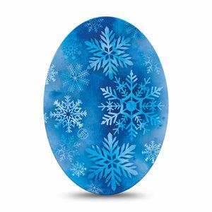 ExpressionMed Falling Snow Medtronic Guardian Enlite Universal Oval, Single Tape Winter Snow, Plaster CGM Design