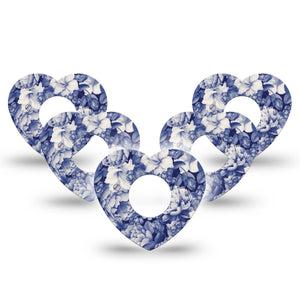 ExpressionMed Moody Blues Infusion Set Heart Shape Tape 10-Pack Tape Blue Noir Flower Variety, Adhesive Tape Continuous Glucose Monitor Design
