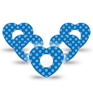 ExpressionMed Blue Polka Dots Infusion Set Heart Shape Tape, 10-Pack Tape Blue Polka Dots, Adhesive Tape Continuous Glucose Monitor Design