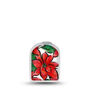 ExpressionMed Poinsettia Omnipod Surface Center Sticker Single Sticker Holiday Bloom Vinyl Decoration Pump Design