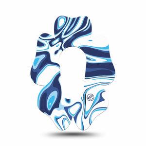ExpressionMed Blue Marble Dexcom G6 Flower Shape Tape Single Tape Textured Swirl, Adhesive Patch Continuous Glucose Monitor Design