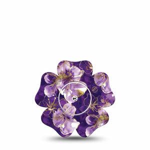 ExpressionMed Plum Gold Freestyle Libre, Libre 2 Plus, and Abbott Lingo Flower, Single Tape and Single Sticker Delicate florals Adhesive Tape for CGM
