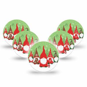 ExpressionMed Holiday Gnomies Freestyle Libre 3 Overpatch 5-Pack Tape Winter Wonderland Gnomies, Adhesive Patch CGM Design