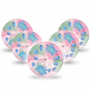 ExpressionMed Turtley One-derful Freestyle Libre, Libre 2 Plus, and Abbott Lingo, 5-Pack Tape and 5-Pack Sticker Girly beachy motifs Accessories for Continuous Glucose Monitor