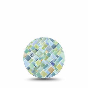 ExpressionMed Watercolor Geometrics Freestyle Libre 3 Overpatch Single Pastel Green Blue Mosaic Adhesive Patch CGM Design