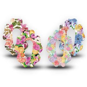 ExpressionMed Bloom Pop Dexcom G6 Flower, 4-Pack Tape Vibrant flowers Overlay Patch for Continuous Glucose Monitor