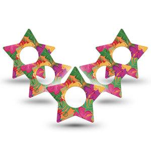 ExpressionMed Bright Hibiscus Infusion Set Star Shape Tape 10-Pack Tape Sunny Petals Plaster Continuous Glucose Monitor Design