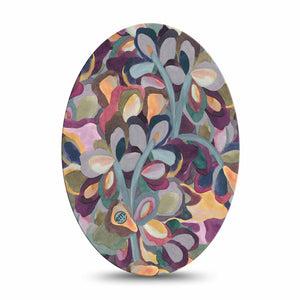 ExpressionMed Abstract Leaves Medtronic Guardian Enlite Universal Oval Single Tape Subtle Hue Colored Leaves Painting, Plaster Continuous Glucose Monitor Design