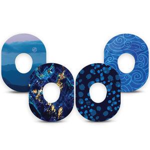 ExpressionMed Deep Currents Variety Pack Dexcom G7 Tape, Dexcom Stelo Glucose Biosensor System, 4-Pack Tape Variety,  Abstract Blues,  Overlay Tape CGM Design