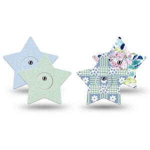 ExpressionMed Soft Balance Freestyle Libre 3 and Libre 3 Plus Star, tape and sticker  Checkered green blue florals Overlay Tape for CGM