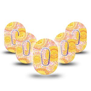 ExpressionMed Bright Sunshine Dexcom G6 Mini, 5-Pack Tape and 5-Pack Sticker bright sunshine design Waterproof Sensor Cover for Continuous Glucose Monitor