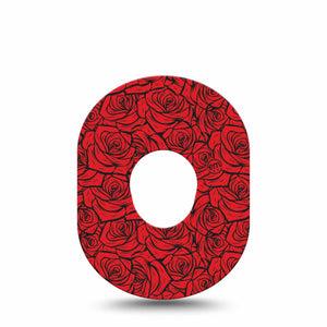 ExpressionMed Roses Dexcom G7 and Dexcom Stelo Glucose Biosensor System, Single Tape classic tattoo roses Fixing Ring Patch for CGM