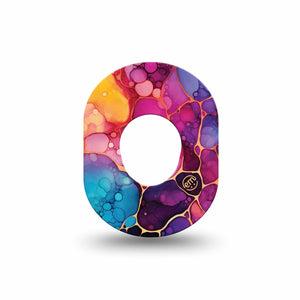 ExpressionMed Rainbow Ink Dexcom G7 and Dexcom Stelo Glucose Biosensor System Mini, Single Tape Multicolor abstract art Waterproof Plaster for CGM