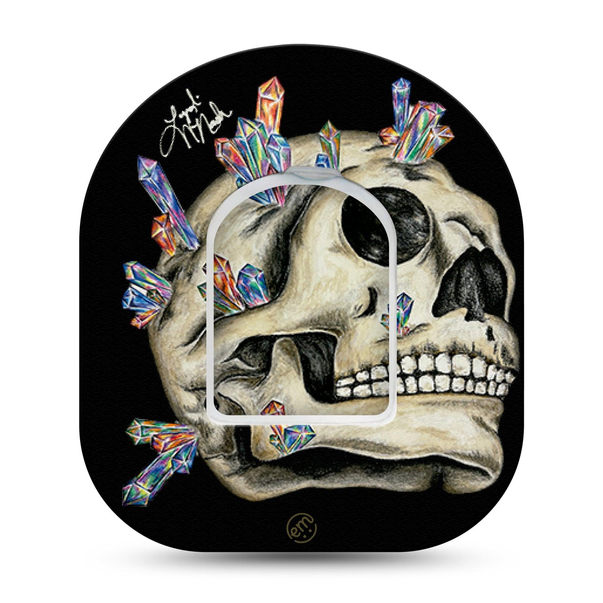 ExpressionMed Crystal Skulls Omnipod Tape Single Tape and Single Sticker Crystal Head Adhesive Patch Pump Design