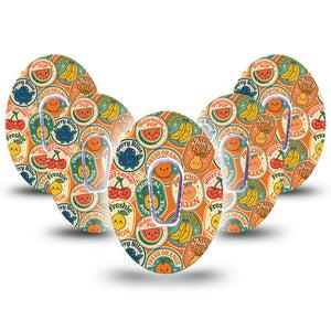 ExpressionMed Fruit Stickers Dexcom G6, 5-Pack Tape and 5-Pack Sticker Fruit stickers Decorative Decal for CGM