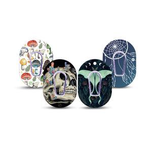 ExpressionMed Witching Hour Variety Pack Dexcom G6 Mini Tape 4-Pack Tape and 4-Pack Sticker Variety Spiritual Inspired, Adhesive Tape CGM Design