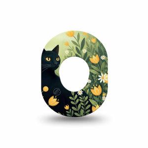 ExpressionMed Jungle Cat Dexcom G7 and Dexcom Stelo Glucose Biosensor System Mini, Single Tape Black cat green grasses Waterproof Plaster for CGM