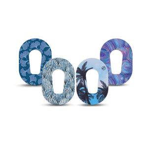 ExpressionMed Seaside Breeze Variety Pack Dexcom G6 Mini Tape, 4-Pack Tape Variety Seashells and Gem Stone Inspired, Adhesive Tape CGM Design