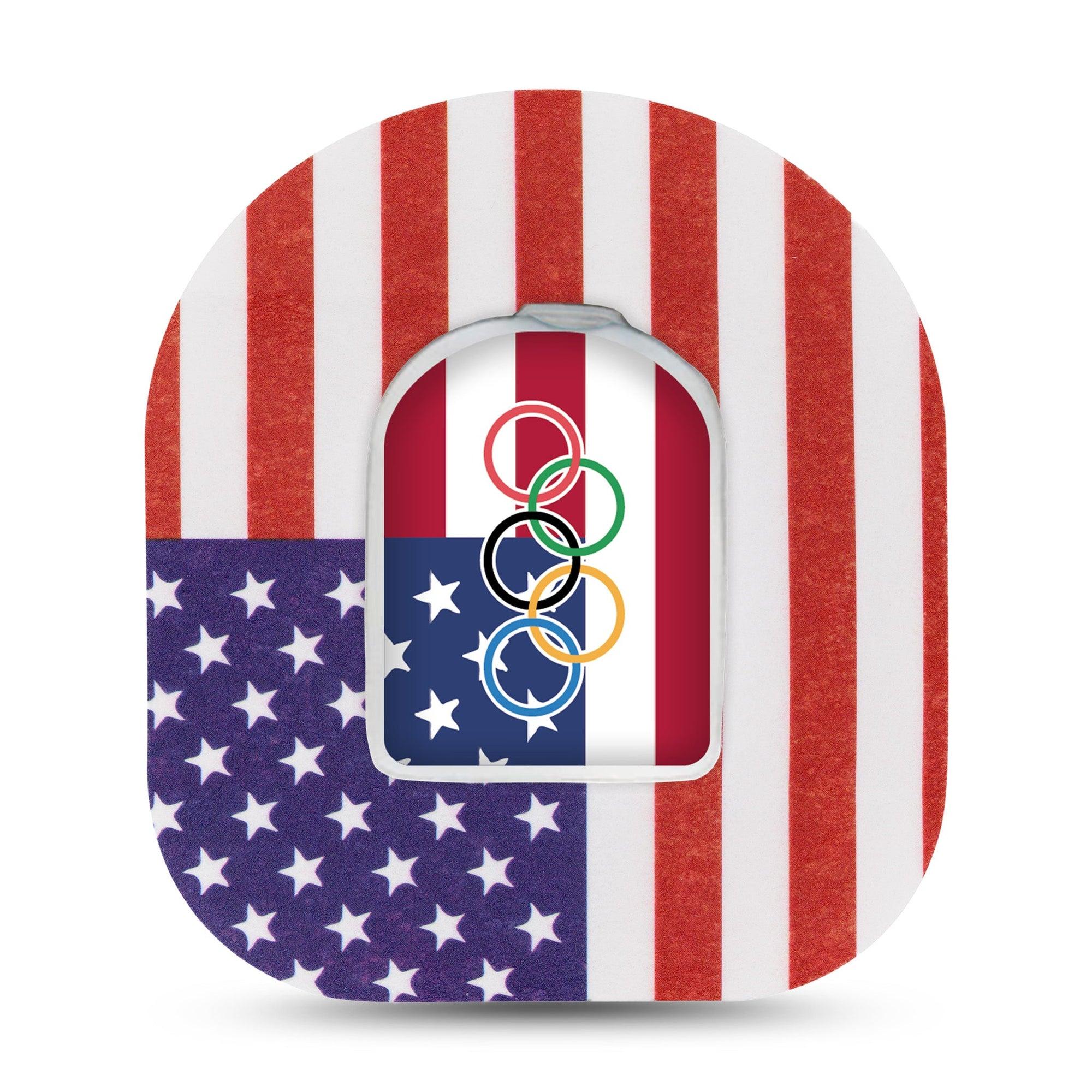 ExpressionMed Team USA Omnipod Surface Center Sticker and Mini Tape Paris 2024 Vinyl Sticker and Tape Design Pump Design