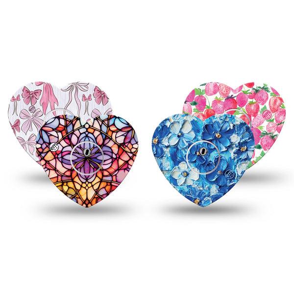 ExpressionMed Bright Freestyle Libre 3 and Libre 3 Plus Heart, tape and sticker  bold graphic style Patch for CGM