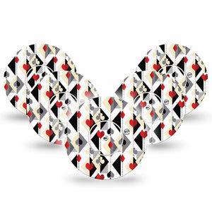 ExpressionMed Playing Cards Freestyle Libre and Libre 2 Plus Tape, Abbott Lingo, 5-Pack Tape and 5-Pack Sticker Line And Dot Suite Icon Print, Fixing Ring Tape Continuous Glucose Monitor Design