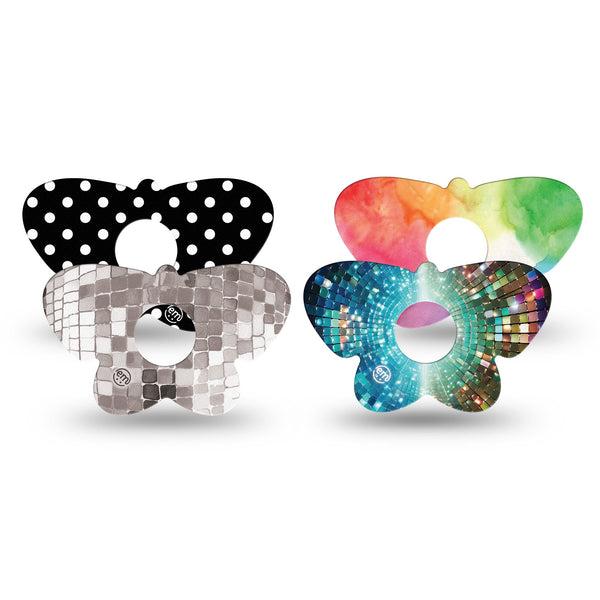 ExpressionMed Disco Pop Freestyle Libre 3 and Libre 3 Plus Butterfly, 4-Pack Tape pop art pattern Waterproof Plaster for CGM