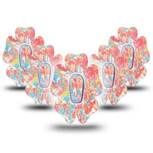 ExpressionMed Faded Summer Dexcom G6 Flower Shape Tape 5-Pack Tape and 5-Pack Sticker Vintage Inspired Design, Adhesive Patch Continuous Glucose Monitor Design