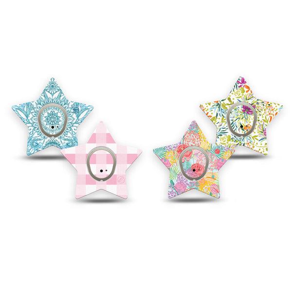 ExpressionMed Fresh Greenery Dexcom G7 and Dexcom Stelo Glucose Biosensor System Star, tape and sticker  Delicate color gingham and blooms Plaster for CGM