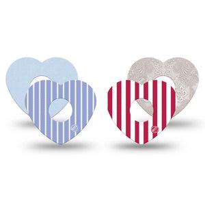 ExpressionMed Washed Classics Freestyle Libre 3 and Libre 3 Plus Heart, 4-Pack Tape classic americana palette Adhesive Patch for Continuous Glucose Monitor
