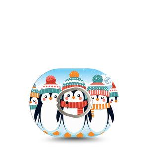 ExpressionMed Penguins In Row Dexcom G7 Mini Tape, Dexcom Stelo Glucose Biosensor System, Single Tape and Single Sticker Happy Cheery Penguins, Patch Continuous Glucose Monitor Design