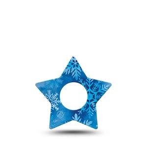 ExpressionMed Falling Snow Infusion Set Star Shape Tape, 5-Pack Tape Winter Crystals, Fixing Ring Patch Continuous Glucose Monitor Design