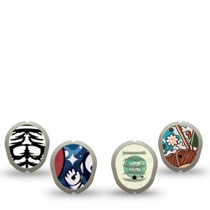 ExpressionMed Outlaw Legends Variety Pack Dexcom G7 Sticker, Dexcom Stelo Glucose Biosensor System, 4-Pack Sticker Variety Animated Boy Characters, Vinyl Decoration Continuous Glucose Monitor Design