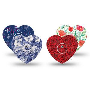 ExpressionMed Heritage Floral Freestyle Libre 3 and Libre 3 Plus Heart, tape and sticker  classic botanical pattern Patch for CGM