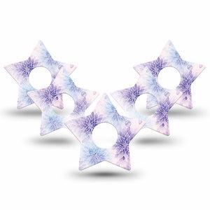 ExpressionMed Wisteria Fade Freestyle Libre 3 and Libre 3 Plus Star, 5-Pack Periwinkle petals Decorative Patch for Continuous Glucose Monitor