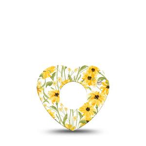 ExpressionMed Yellow Mosaic Floral Infusion Set Heart Shape Tape 5-Pack Tape Yellow Gold-Toned Garden, Adhesive Tape Continuous Glucose Monitor Design