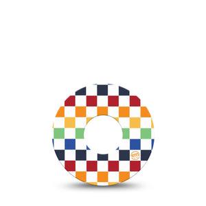 ExpressionMed Rainbow Checkerboard Infusion Set Tape 5-Pack Tape Rainbow Checked, Overlay Patch Continuous Glucose Monitor Design