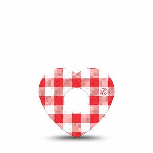 ExpressionMed Red Gingham Freestyle Libre 3 and Libre 3 Plus Heart, Single Tape Picnic plaid Vinyl Decoration for CGM