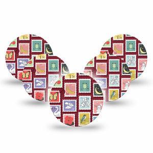 ExpressionMed Postage Stamp Freestyle Libre 3 and Libre 3 Plus OverPatch, 5-Pack Cute icon postage stamps Plaster for Continuous Glucose Monitor