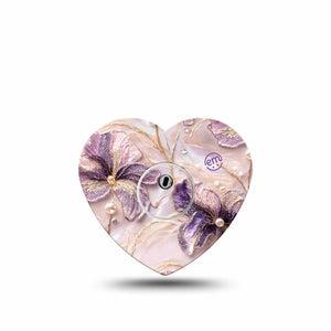 ExpressionMed Pink Pearls Freestyle Libre 3 and Libre 3 Plus Heart, Single Tape and Single Sticker Gold and pearl petals inspired Patch for CGM