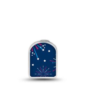 ExpressionMed Night Sky Celebration Omnipod Sticker Pod Surface Center Sticker Single Sticker patriotic firework display Vinyl Decoration Pump design